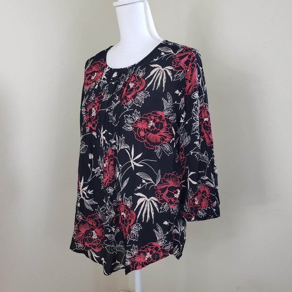 Deby Debo Saphir Floral Print Blouse Black Size Small - Picture 12 of 13